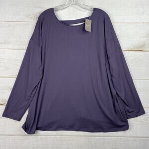 J Jill Fit Crossover Back Tee Shirt Womens XL Purple Long Sleeve Super Soft NWT